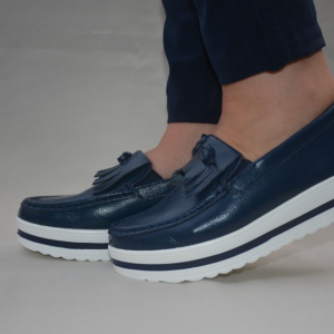 Pantof de primavara, toamna, tip mocasin, culoare bleumarin - Img 4