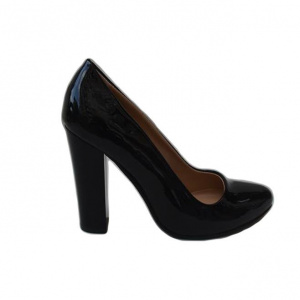 Pantof de zi cu aspect lucios, de culoare neagra, model clasic - Img 1