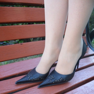 Pantof fashion, nuanta de negru, piele naturala, varf ascutit - Img 2