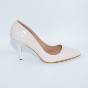 Pantof stiletto, de culoare nud, din piele ecologica moale - Img 3
