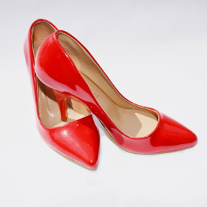Pantof tip stiletto, de culoare rosie, cu toc cui si varf ascutit - Img 4