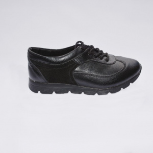 Pantof trendy cu siret si talpa usoara, din piele naturala neagra - Img 8