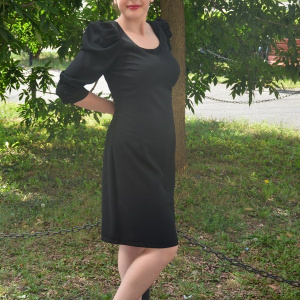 Rochie casual, de culoare negru, umeri cu fronseuri - Img 3