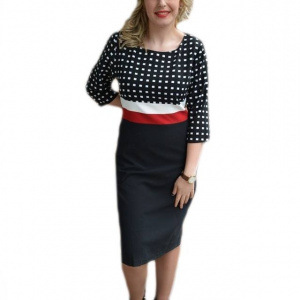 Rochie casual de toamna-iarna, culoare neagra cu design rafinat - Img 1