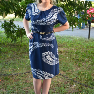 Rochie casual din material subtire de culoare bleumarin - Img 3