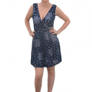 Rochie casual, V adanc in fata si spate,de culoare bleumarin - Img 1