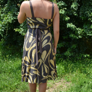 Rochie comoda cu croi lejer, bretele late, nuanta de maro-auriu - Img 5