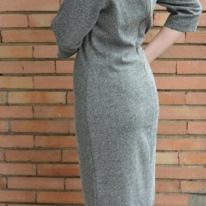 Rochie comoda de zi, culoare negru-alb cu piele ecologica - Img 4