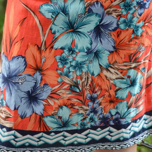 Rochie comoda din bumbac, masura mare, design multicolor - Img 5