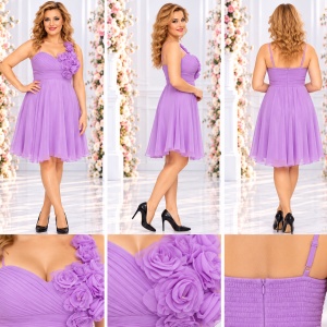 Rochie cu trandafiri, nuanta de mov, esarfa fashion inclusa - Img 2