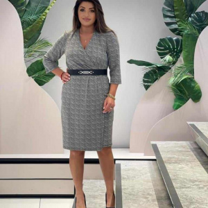 Rochie damă petrecută gri cu curea
