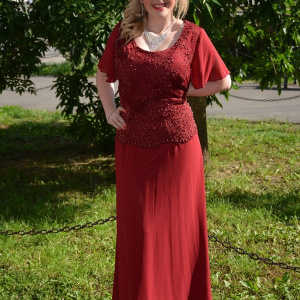 Rochie de culoare marsala, model elegant de ocazii, masuri mari - Img 3