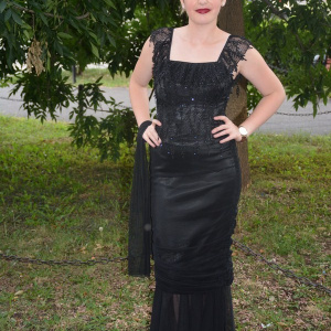 Rochie de gala aparte, cu doua piese, neagra complect, deosebita - Img 2