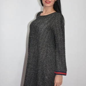 Rochie de iarna cu insertii argintii,nuanta gri inchis - Img 4
