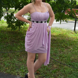 Rochie de ocazie aparte, cu un design modern, de culoare mov - Img 4