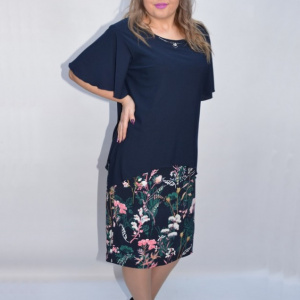 Rochie de ocazie Kori cu imprimeu floral ,bleumarin - Img 4
