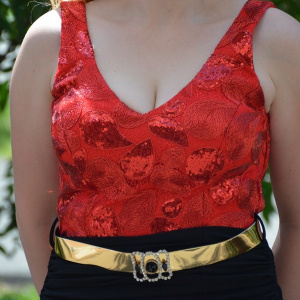 Rochie de ocazie lunga, de culoare rosie, cu broderie abstracta - Img 5