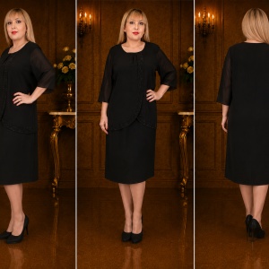 Rochie de ocazie neagra cu strasuri fine in fata - Img 4