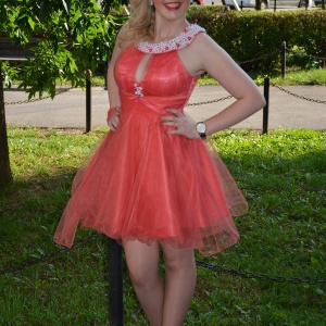 Rochie de ocazie, tinereasca, aplicatii de strasuri si perle - Img 3