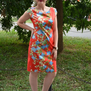 Rochie de primavara-vara, cu flori multicolore si croi drept - Img 5