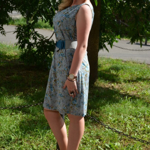 Rochie de primavara-vara, mulate, de culoare gri-albastru - Img 3