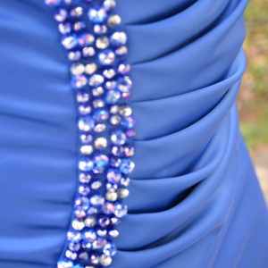 Rochie de seara foarte eleganta, cu garnituri de pietre, pe albastru - Img 7