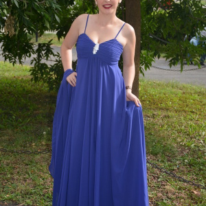 Rochie de seara inedita, model lung, elegant, de un albastru regal - Img 3