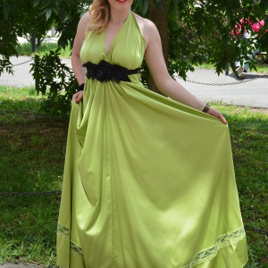 Rochie de seara lunga, feminina, pe culoare verde deschis - Img 3