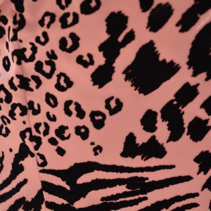 Rochie de seara scurta, animal-print, o parte detasabilla, roz cu negru - Img 7
