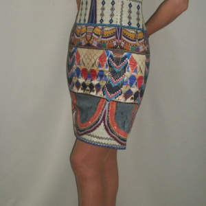 Rochie de vara cu maneci scurte si imprimeu abstract multicolor - Img 2