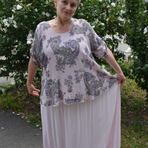 Rochie de vara culoare de pudra cu imprimeu gri - Img 7