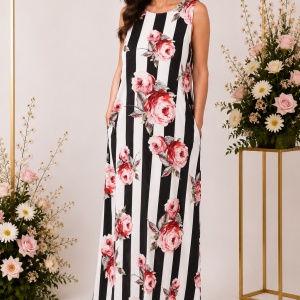 Rochie de vara,model lung, culoare multicolor
