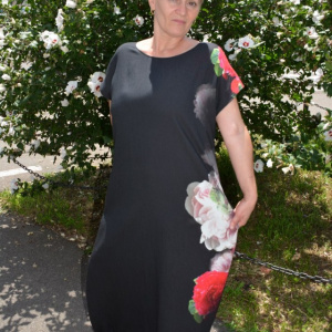 Rochie de zi cu imprimeu floral,culoare negru - Img 4