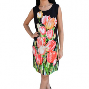 Rochie de zi cu imprimeu multicolor - Img 1