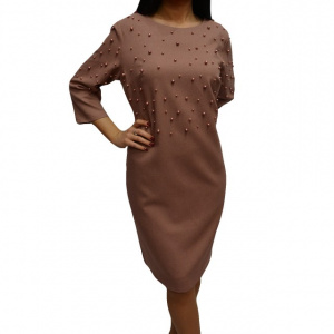Rochie deosebita cu design de perle, croi usor cambrat, plamanie - Img 1
