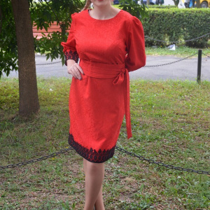 Rochie deosebita de culoare rosie, model elegant, masura mare - Img 5