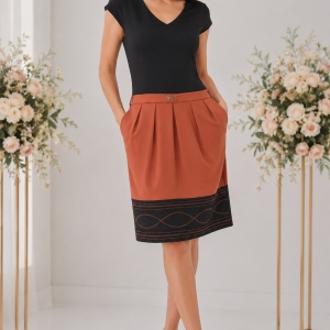 Rochie deosebita de zi, masura mare, portocalie cu maneca scurta