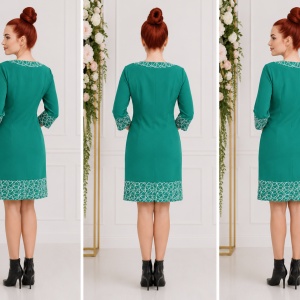 Rochie deosebita, nuanta de verde, design brodat rafinat - Img 2