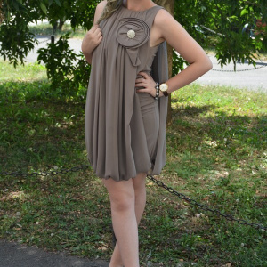 Rochie din voal gri, de seara scurta, eleganta - Img 7