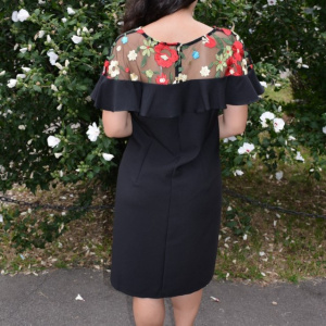 Rochie eleganta Alizee ,brodata cu flori,nuanta de negru - Img 6