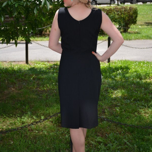Rochie eleganta, de culoare neagra cu design deosebit alb - Img 7