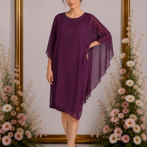 Rochie eleganta Emersyn cu aplicatii rafinate,nuanta de mov
