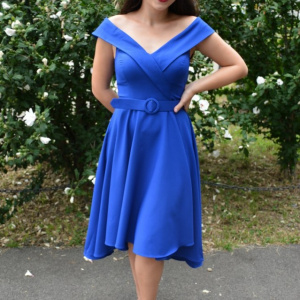 Rochie eleganta Fiene cu decolteu in V,nuanta de albastru - Img 2