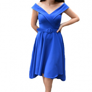 Rochie eleganta Fiene cu decolteu in V,nuanta de albastru - Img 1