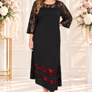 Rochie eleganta Kala cu insertii de dantela,neagra