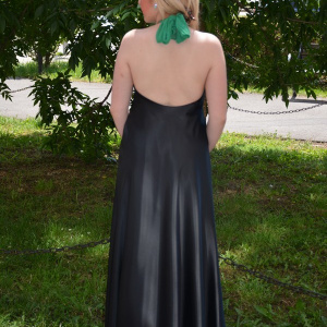 Rochie eleganta lunga, culoare negru-verde, - Img 5