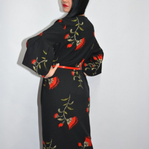 Rochie eleganta ,nuanta neagra si imprimeu cu flori - Img 7