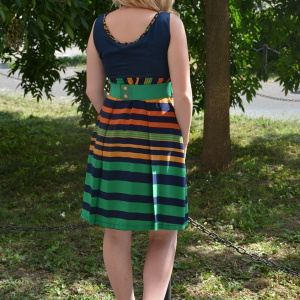 Rochie feminina cu pliuri, cu dungi colorate - Img 4