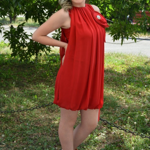 Rochie feminina, de culoare rosie, fara maneci - Img 5
