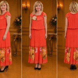 Rochie feminina, de vara, lunga ,culoare corai - Img 3